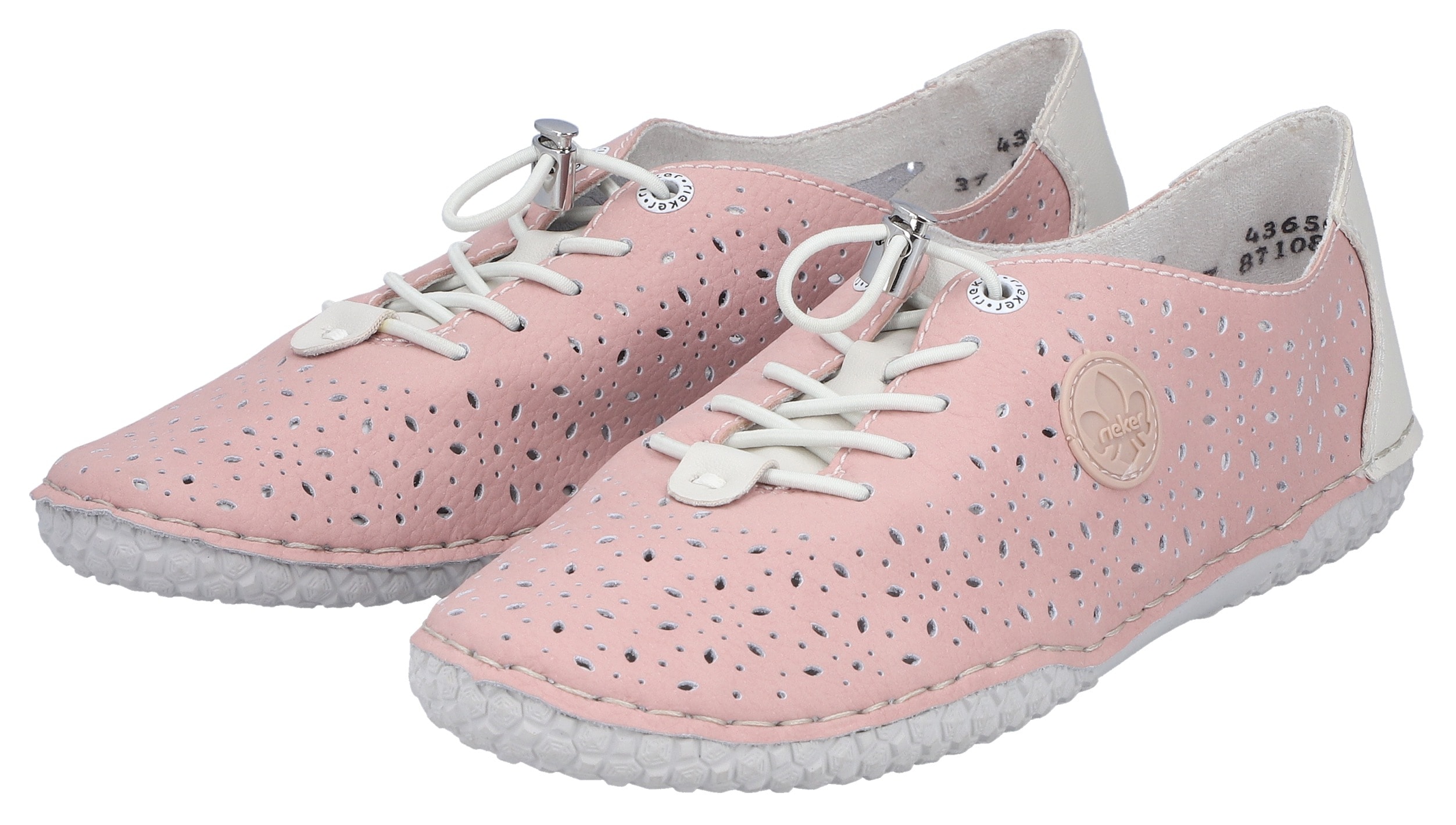 Slip-On Sneaker RIEKER, Damen, Gr. 42, rosé, sanftes weiß, Glattleder, unifarben mit Farbeinsatz, Schuhe, Schlupfschuh, Halbschuh, Freizeitschuh mit Schnellverschluss