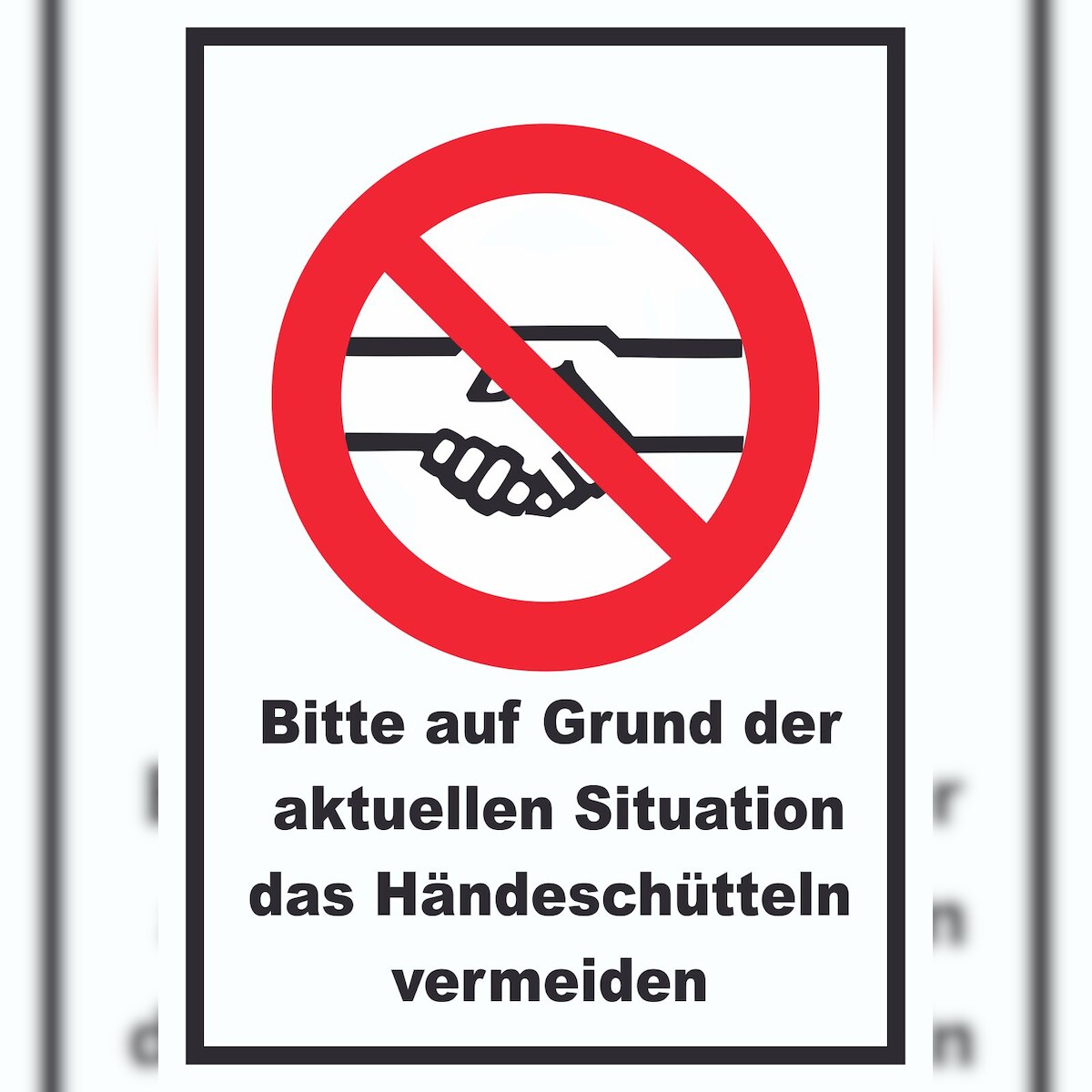 HB-Druck Bitte auf Grund der aktuellen Situation das Hände schütteln vermeiden Schild A0 (841x1189mm) Image