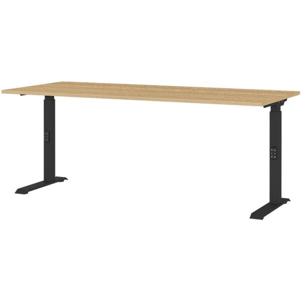 Germania-Werke Schreibtisch höhenverstellbar (manuell) »Downey« 180 cm Lindberg-Eiche-Nb./Schwa., 180x91x80 cm