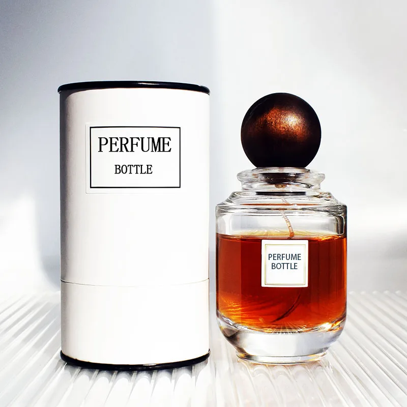 Arab vetro di lusso cilindro Parfum Botol 100ml Base pesante bottiglia di profumo profumo profumo profumo profumo di vetro Parfum flacone Spray con tappo in legno