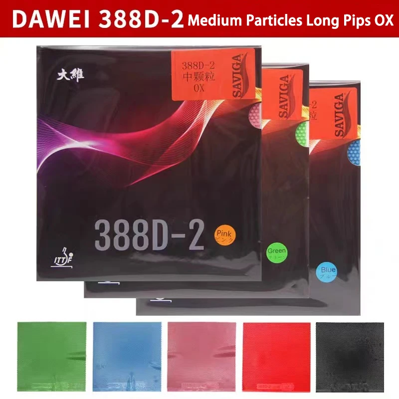 Dawei 388D-2 Bunter Tischtennis-Gummi OX ohne Schwamm Lange Noppen Mittlere Partikel OX Ping-Pong-Gummi ITTF-zugelassen Image