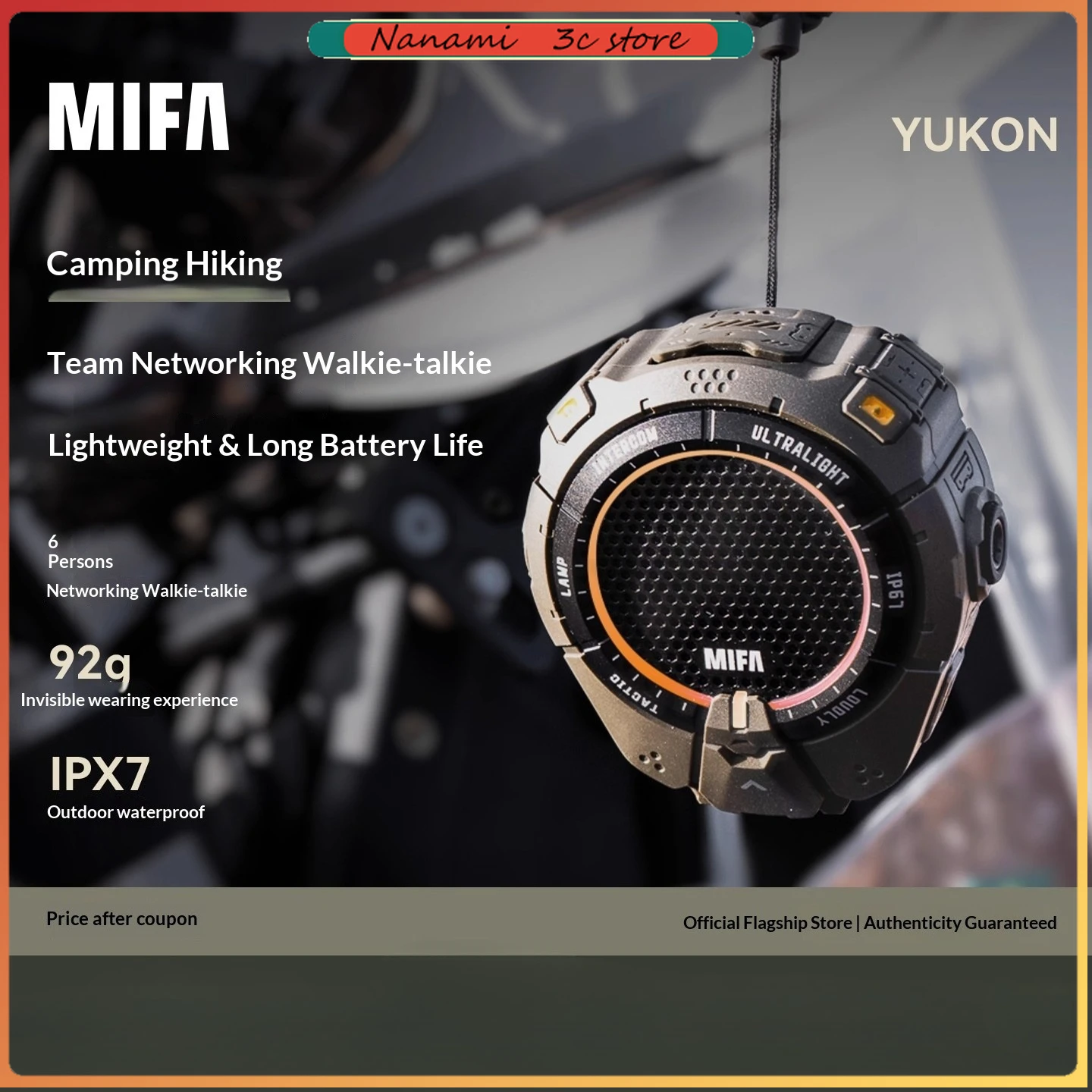 MIFA Audio Pocket Outdoor Walkie-Talkie Kälte- und hitzebeständiger beleuchteter Bluetooth-Lautsprecher für Wandern, Radfahren, Camping, Sport Image