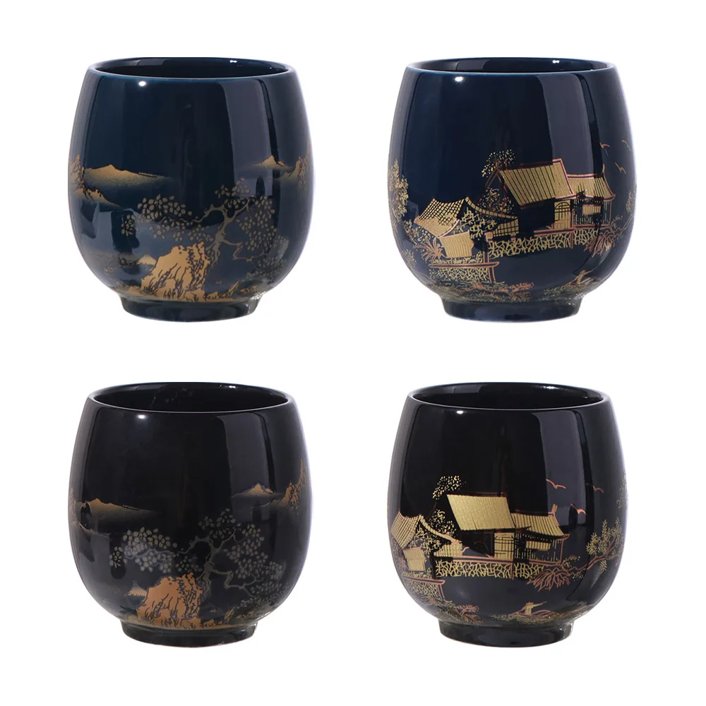 2pcs Household Japanese-style Ceramic Teacup with Glaze 180ml Simple Master Mug Smooth Surface Retro Kung Fu Tea Cup Office