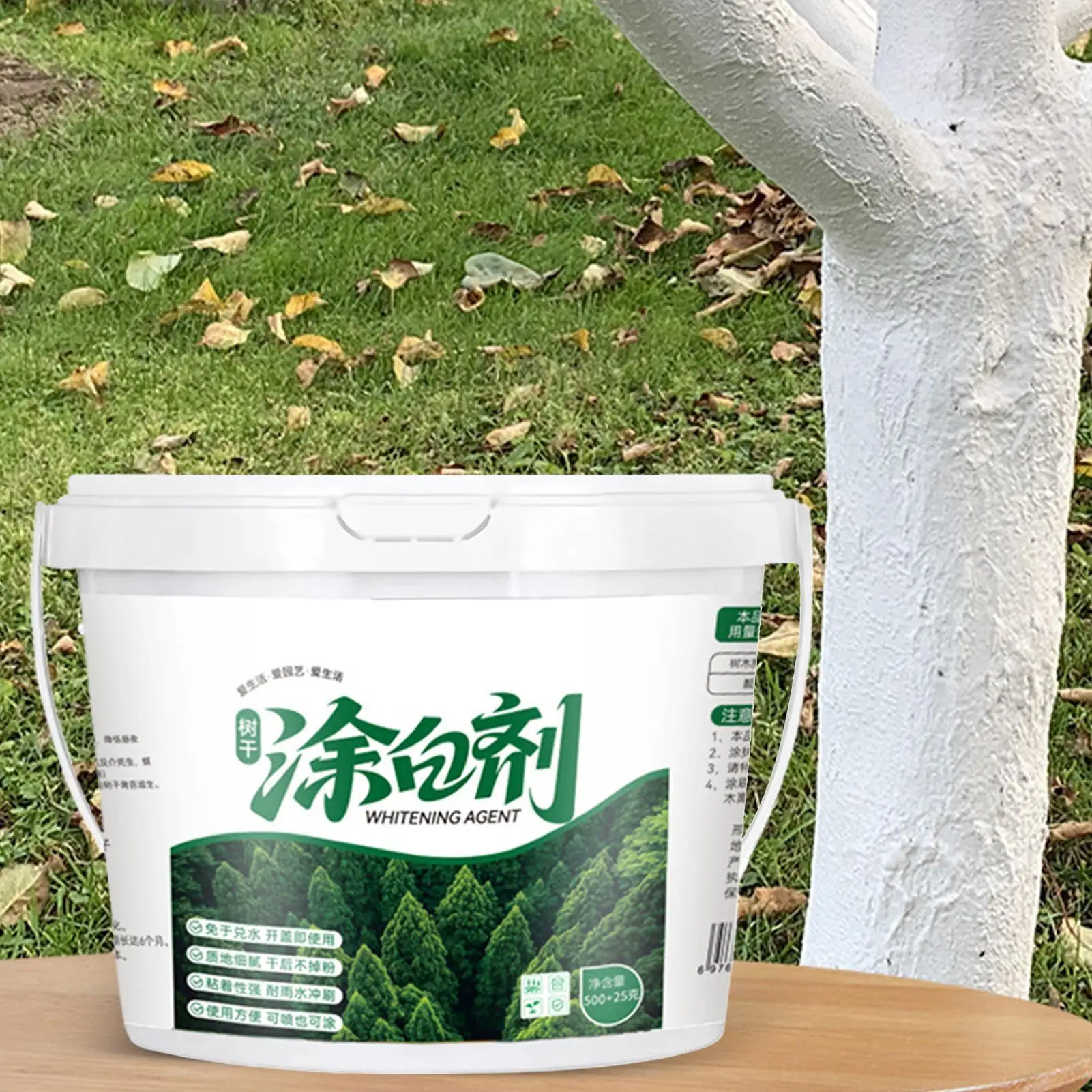 Weiße Farbe für Bäume, 525 ml, Holz, Weißwaschmittel, Baum, weiße Farbe, Gefriermittel für Außenzaun, Garten, Landschaft, Bauernhof, Forstwirtschaft Image