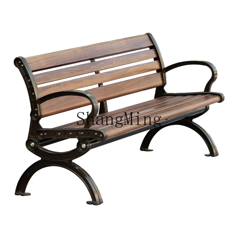 HJ Park Outdoor-Bank, Outdoor-Rückenlehne aus Aluminiumguss, lässige Rückenlehne, Aluminiumlegierung, für Garten, Garten, Streifensitz