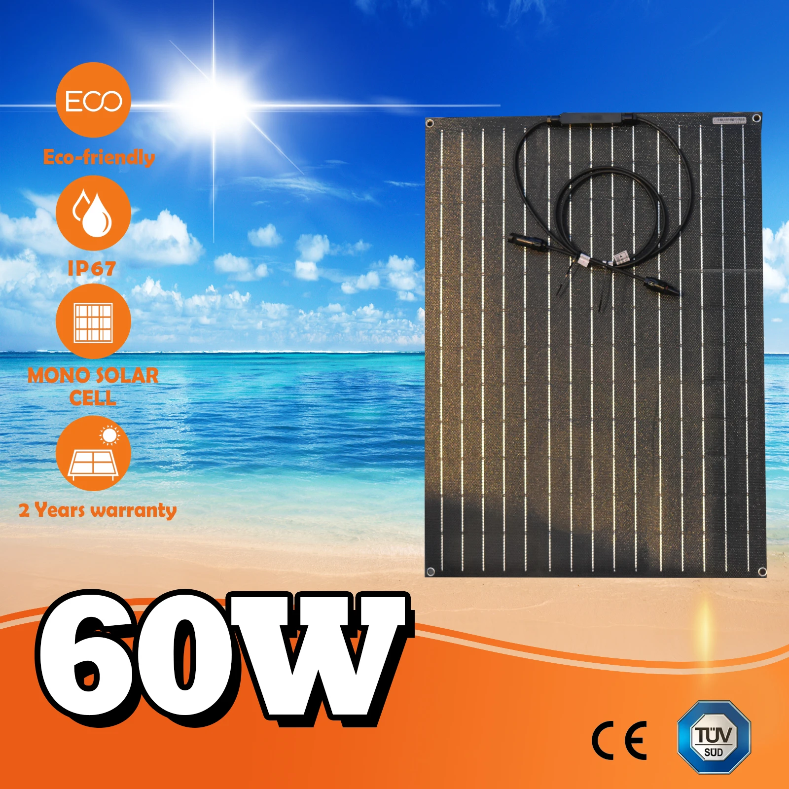 Solarpanel 60 W 120 W 18 V 60 W ETFE Flexible Solar für 12 V Batterieladesystem A-Qualität monokristalline Solarzelle Image