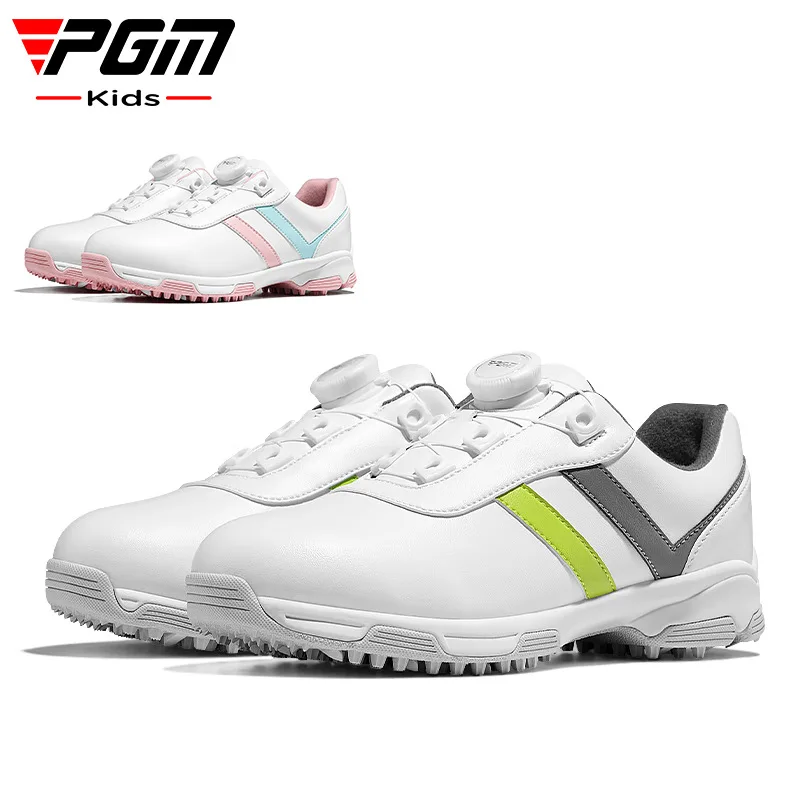 PGM Kinder-Golfschuhe für Jungen und Mädchen mit Knopfschnürsenkeln, wasserdicht, rutschfest, Sport-Sneaker XZ342 Image