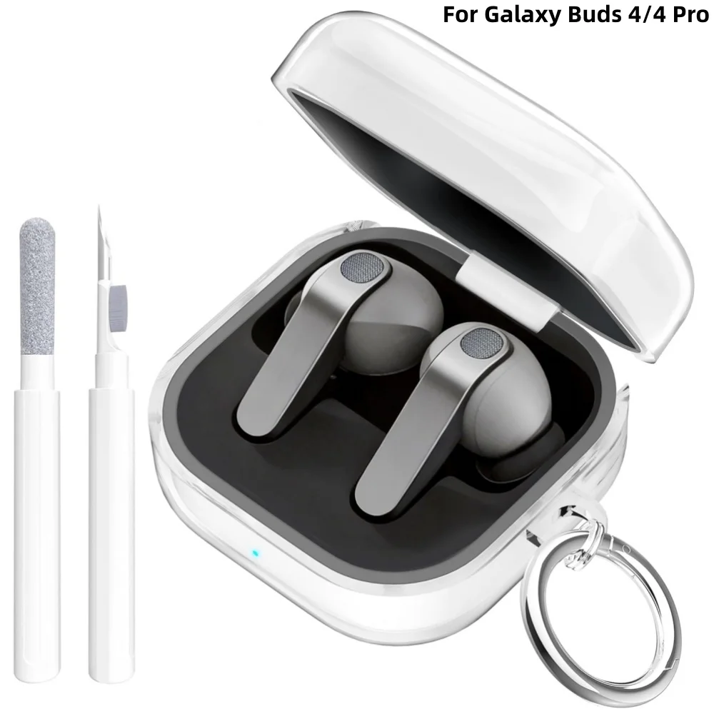 Clear Case for Samsung Galaxy Buds 4 Pro /Galaxy Buds 4 Protective Case for Samsung Galaxy Buds 4/4Pro with Keychain&Cleaner Kit