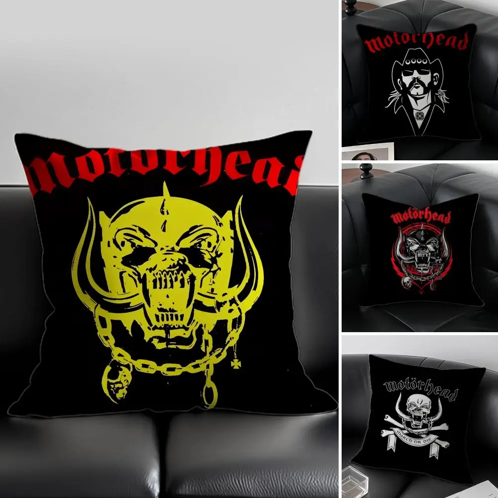 M-MotorHEadS Lemmy Rock Band Kissenbezug, Kissenhülle, Anti-Staubmilben-Kissen mit unsichtbarem Reißverschluss, seidiges Plüschkissen Image