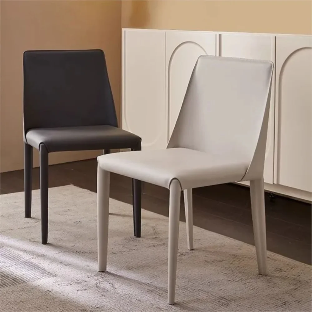Sedia da pranzo in pelle Sedia da ristorante moderna e minimalista Tavolo da pranzo minimalista nordico e sedie con schienale per cucina