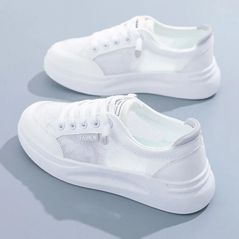 2024 weiße Tennis sportliche Frau Laufschuhe weibliche lässige Sneaker Sport bequeme Trend Slipper Skateboard Sommer Leder Image