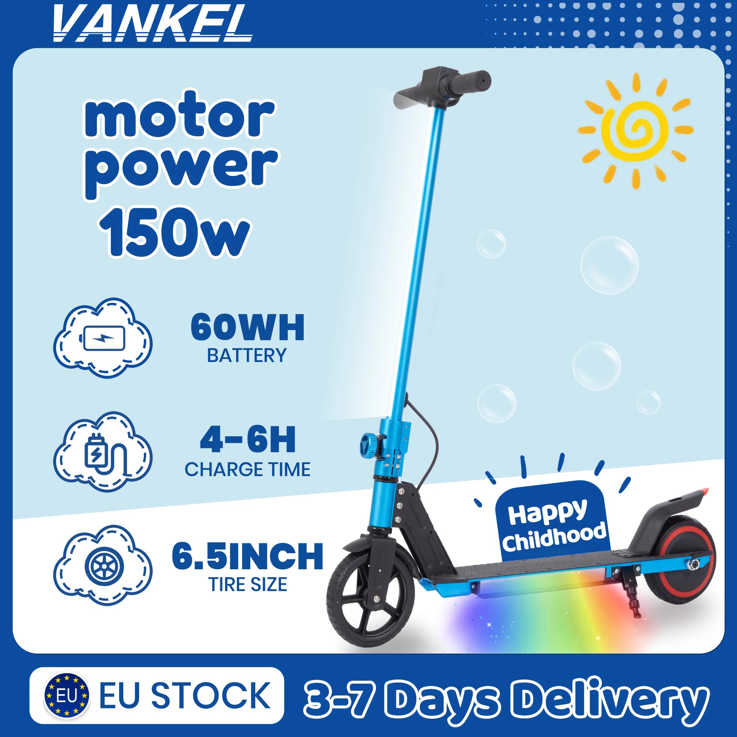 Sinaopus 6,5-Zoll-Elektro-Scooter für Kinder, faltbarer Kinder-E-Scooter, 150-W-Motor, 60-Watt-Batterie, Elektroauto – Geschenke für Jungen und Mädchen Image