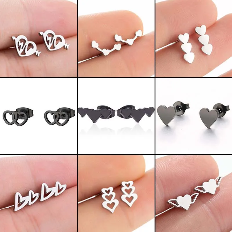 Romantischer Edelstahl-Herz-Ohrring für Frauen, mehrere Herzen, Ohrschmuck, Mädchen-Verlobungs-Ohrringe, Geschenke, Accessoires Image