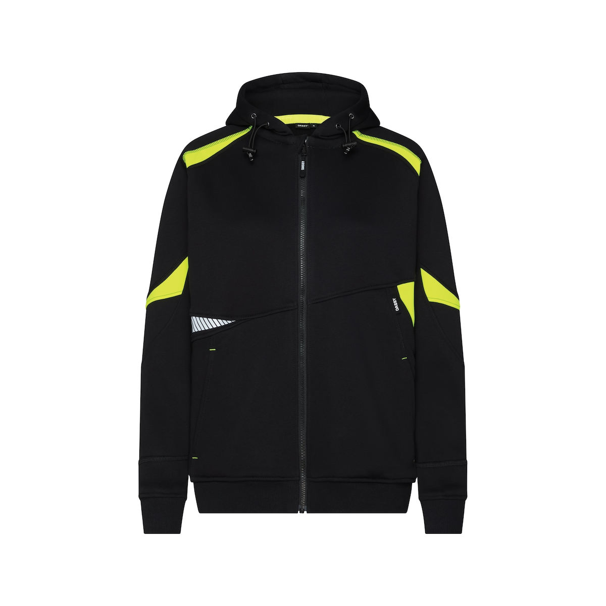 DASSY® Santos Women Damen-Kapuzensweatshirt, Logix, Zip-Through, COPES 86, doppellagige Kapuze, OEKO-TEX®, Art. 300548 schwarz/neongelb S Image