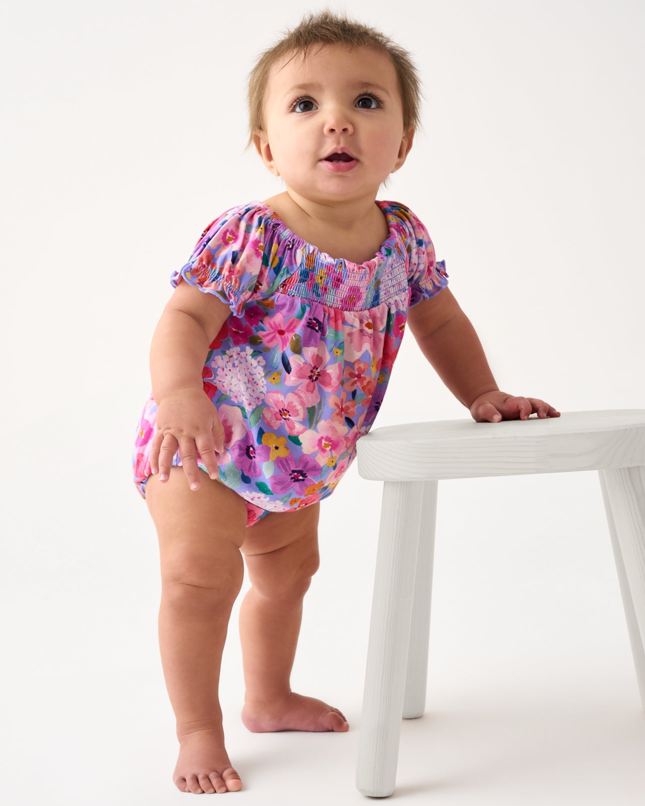 Sweet Sprigs Smocked Bamboo Baby Bubble Romper - 3-6 months