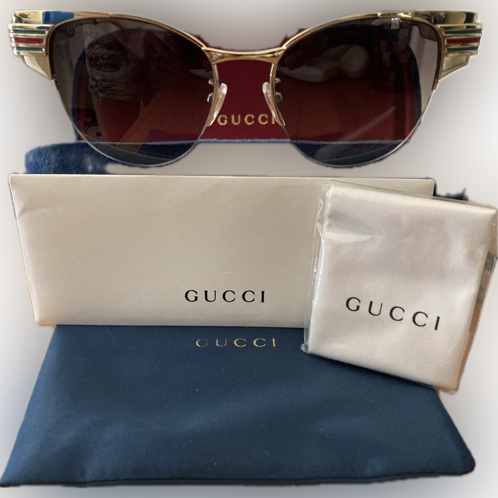 Gucci Accessories | Gucci Sunglassesauthentic Gold Frame Gray Cat Eye Lenses Gg0521s | Color: Gold/Gray | Size: 52-18-145
