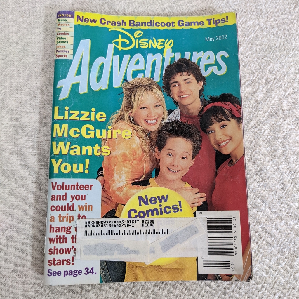 Disney Other | Disney Adventures Magazine May 2002 New Crash Bandicoot Game Tips Lizzie Mcguire | Color: Blue/Yellow | Size: Unisex