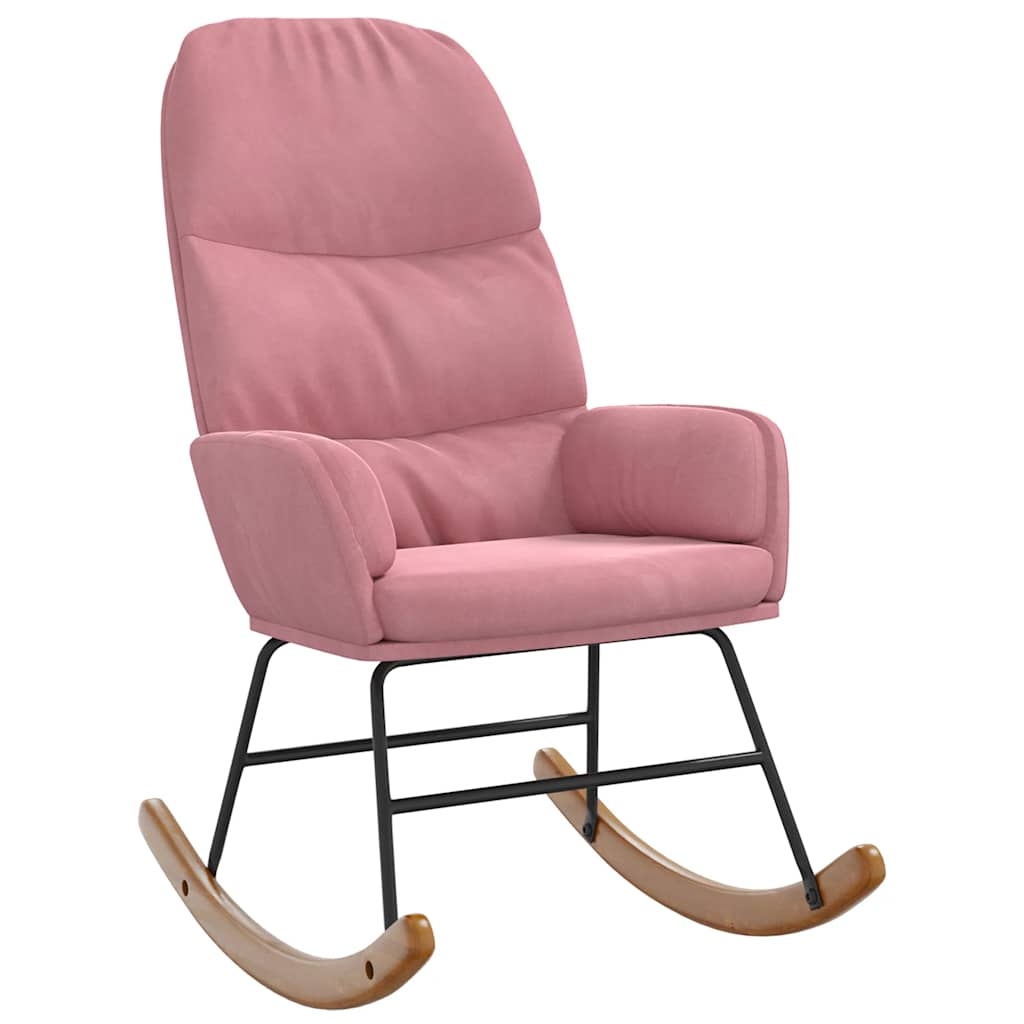 vidaXL Schaukelstuhl Rosa Samt Image