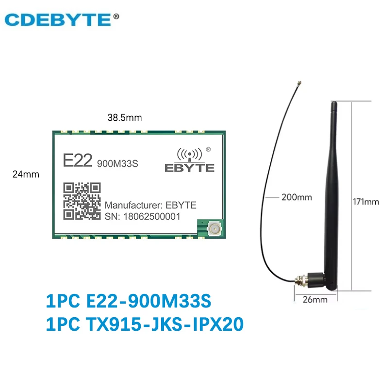 SX1262 LoRa Spread Spectrum Wireless-Modul CDEBYTE E22-900M33S 868/915 MHz 33 dBm 16 km SMD SPI-Modul Hochpräzises TCXO Image