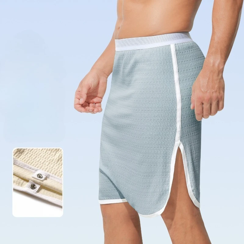 Herren 2-in-1 Schlafhose Pyjamahose mit einfachem Wechsel zum halblangen Schürzen-Design – Elegante, bequeme Haushalts-Schlafrock-Unterwäsche Image