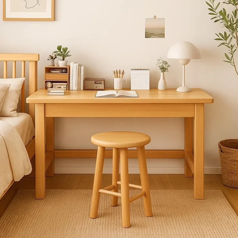 Schreibtisch aus massivem Holz, Haushalts-Computertisch, Schlafzimmer-Wandtisch, einfacher Schreibtisch für Erwachsene, Arbeitstisch, Lern- und Schreibtisch.