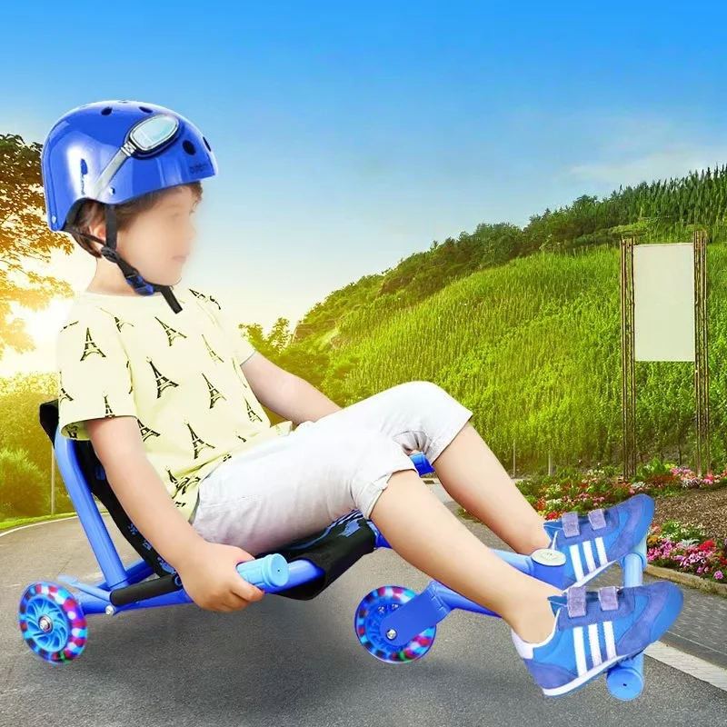 Dreirädriges Go-Kart für Kinder, einziehbares Twisty-Auto, Fußpedal, geräuschlos, stoßdämpfendes Auto, Outdoor-Sport, Schaukelauto Image