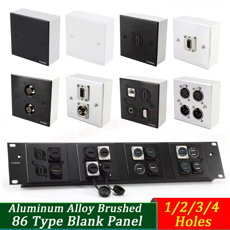 1/2/3/4 Löcher, leere Abdeckung, 86 Typ D, Serie XLR, RCA, Wandplatte, Panel, Audio, Video, Steckdose, Steckdose, Box, Aluminiumlegierung Image