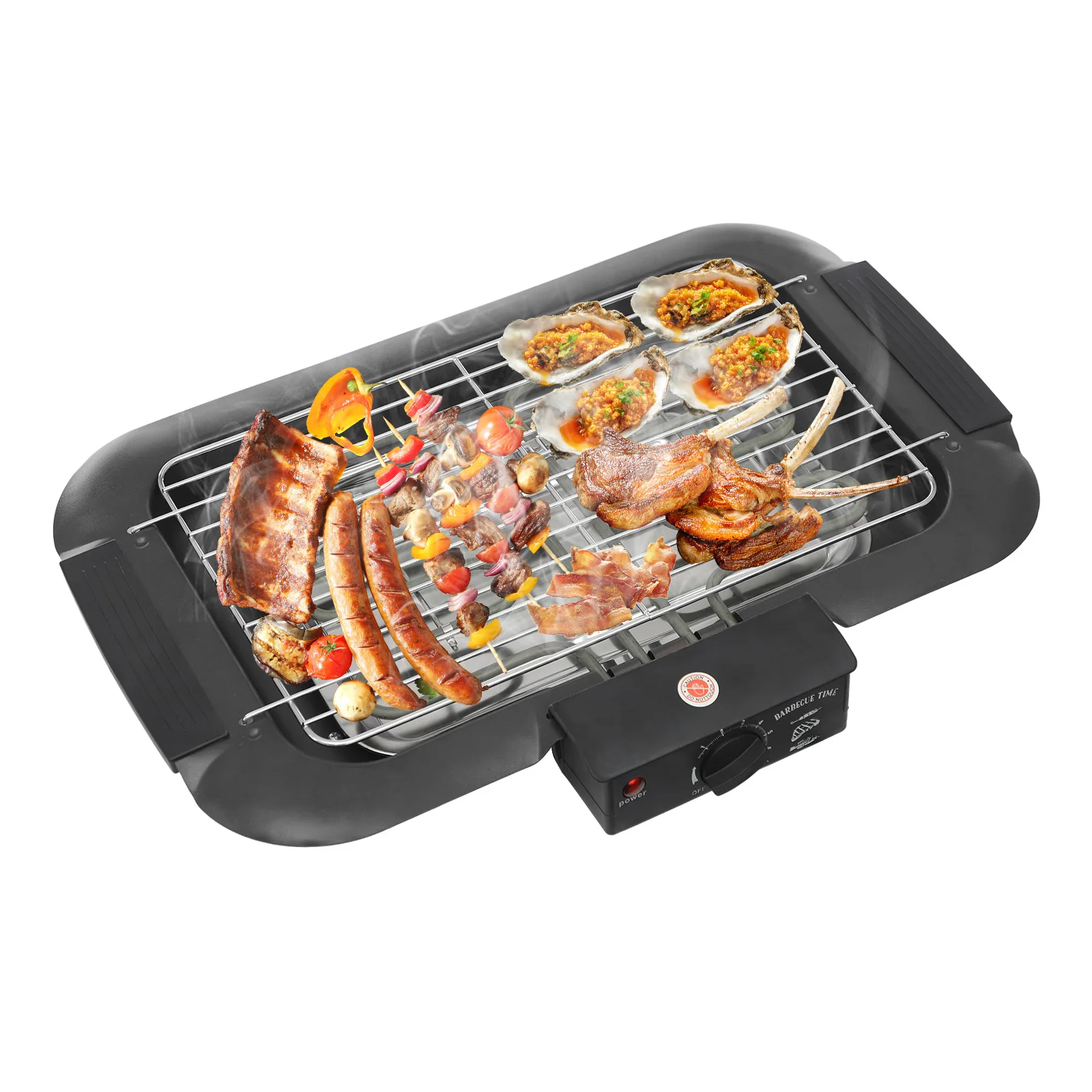 220V, 2000W Elektrischer Tischgrill, 6-stufig Einstellbare Temperatur, Tisch-Kochgrill mit Wasserbehälter, Schwarz Image