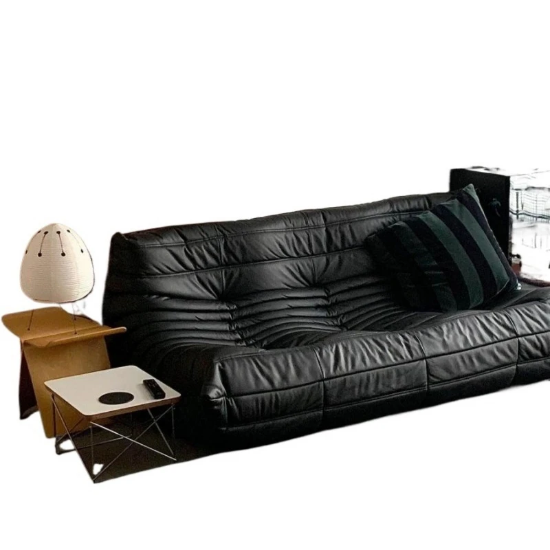 Leder Schwarzes Ecksofa Rechtwinklig Bauhaus Wohnzimmer Ecksofa Doppel Einzelsofa Image