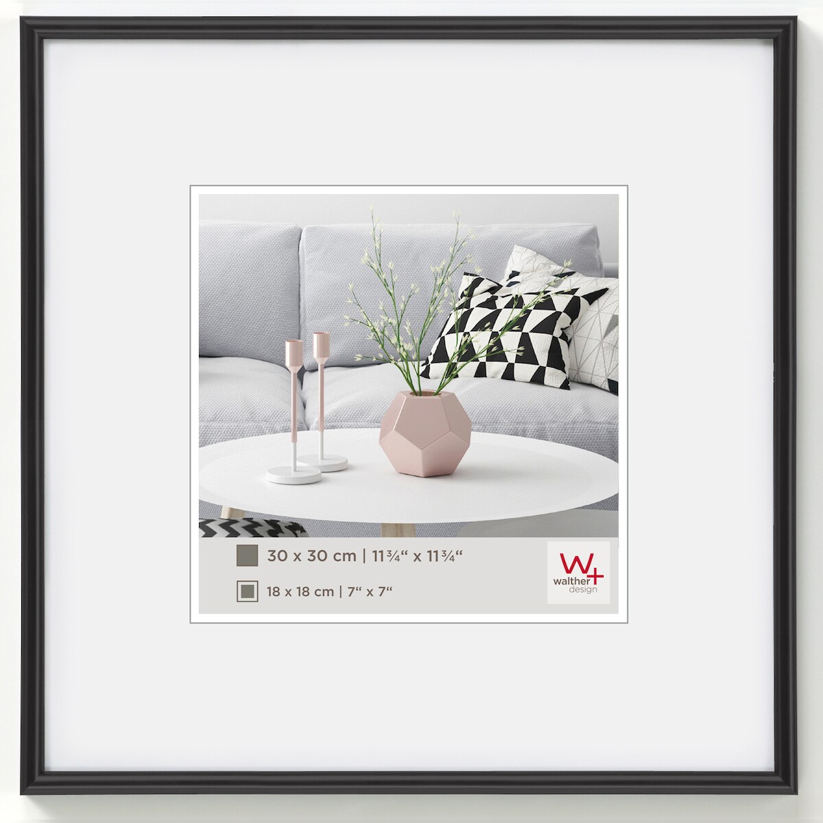 walther + design Galeria Kunststoff Bilderrahmen, schwarz, 18 x 18 cm Image