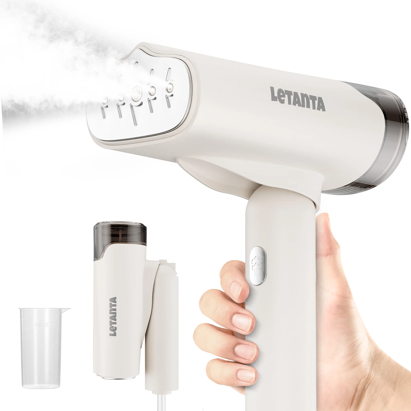 Letanta Fer à vapeur portable 1150W, chauffe en 20S, pliable 90° 2‑en‑1 fer à vapeur & fer à repasser, réservoir d’eau 145ml