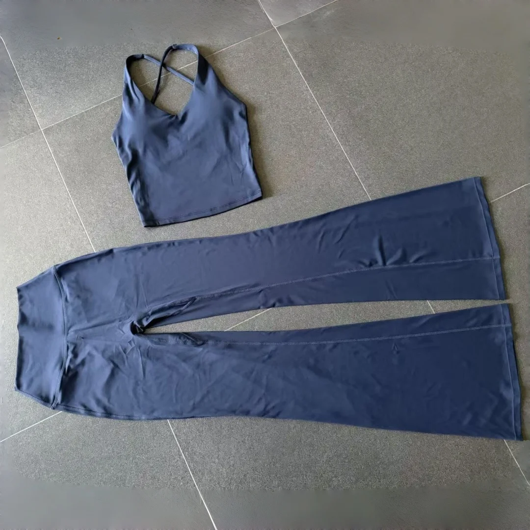 Ensemble de yoga 2 pièces pour femme, taille haute, effet push-up, dos nu, tenue de sport décontractée pour la course, le Pilates et l'entraînement en salle de sport