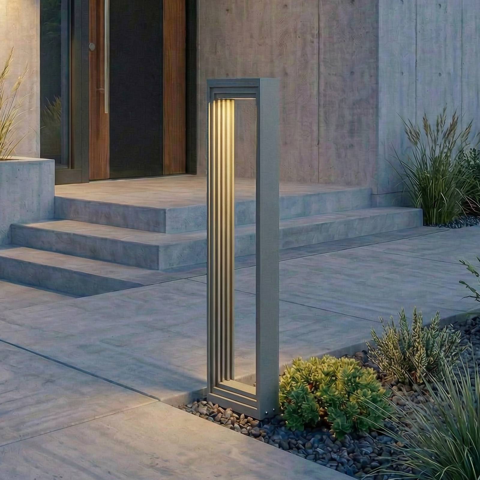 LED Pathway Light Ashkan Lucande, Alu / grey / zinc, metal, Modern, Outdoor lights