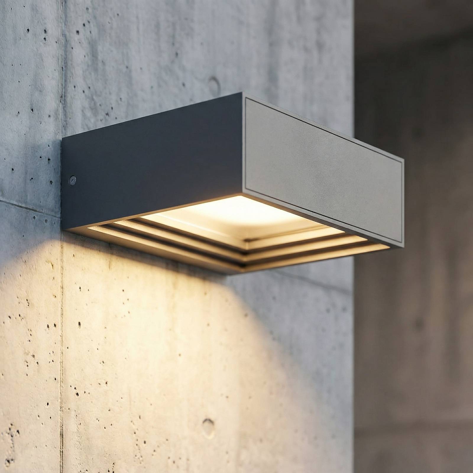 LED Outdoor Wall Light Ashkan Lucande, Alu / grey / zinc, metal, Modern, Outdoor Wall Light
