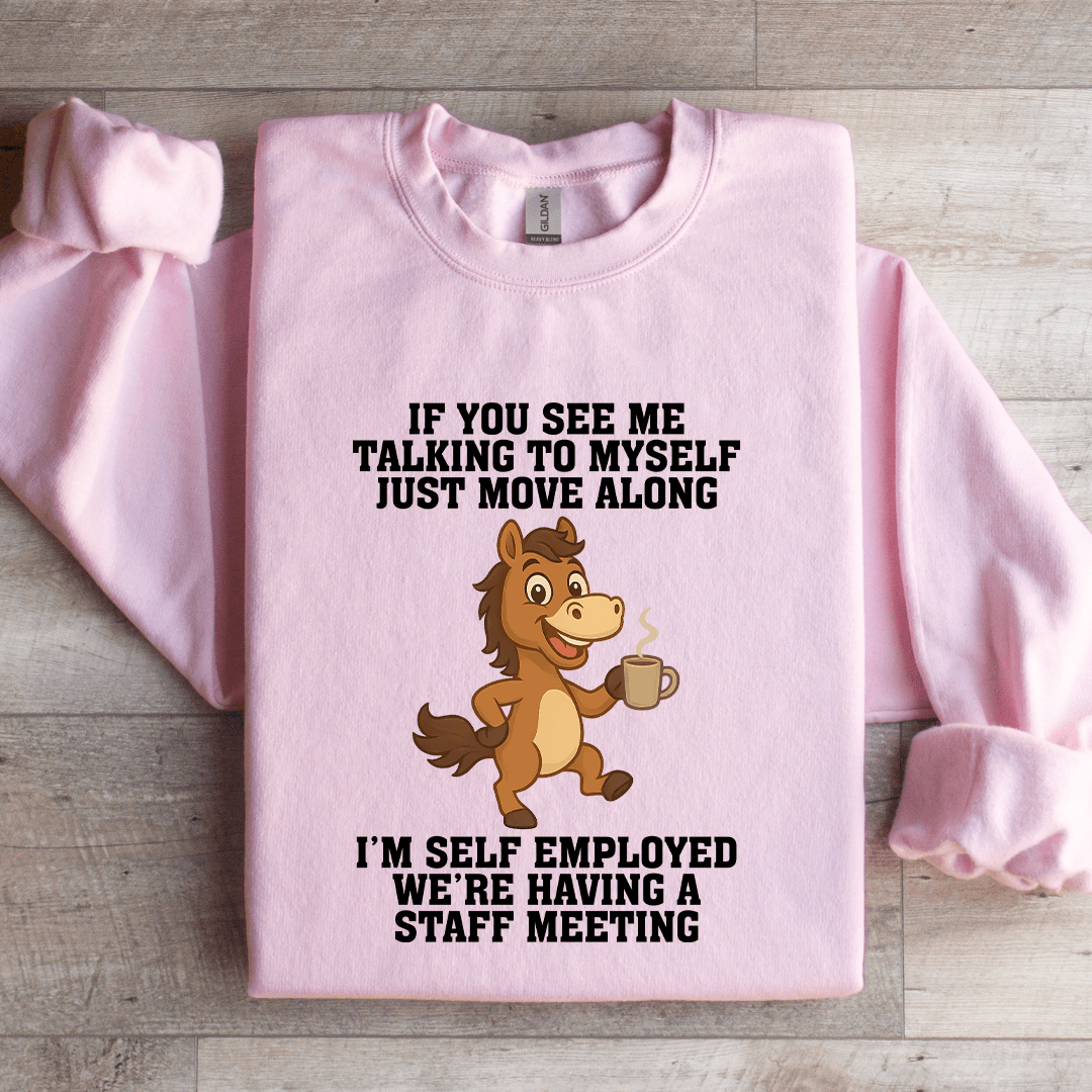 If You Se Me Talking To Myself Just Move Along Sweatshirt 2XL Light Pink