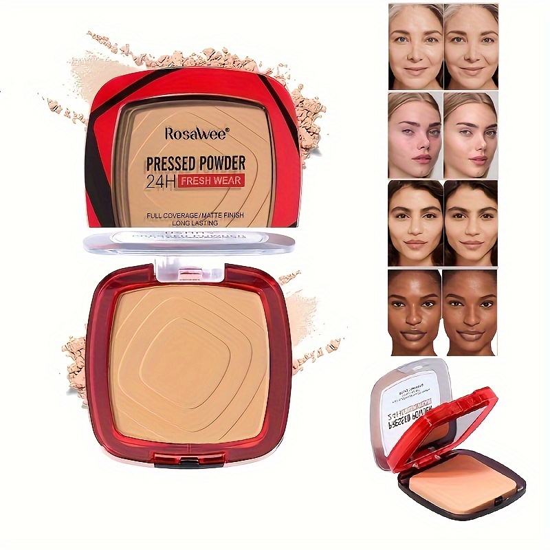 Matte Full Coverage Pressed Powder Foundation With Puff Applicator Fresh Wear Weightless Finishing Powder Makeup 01