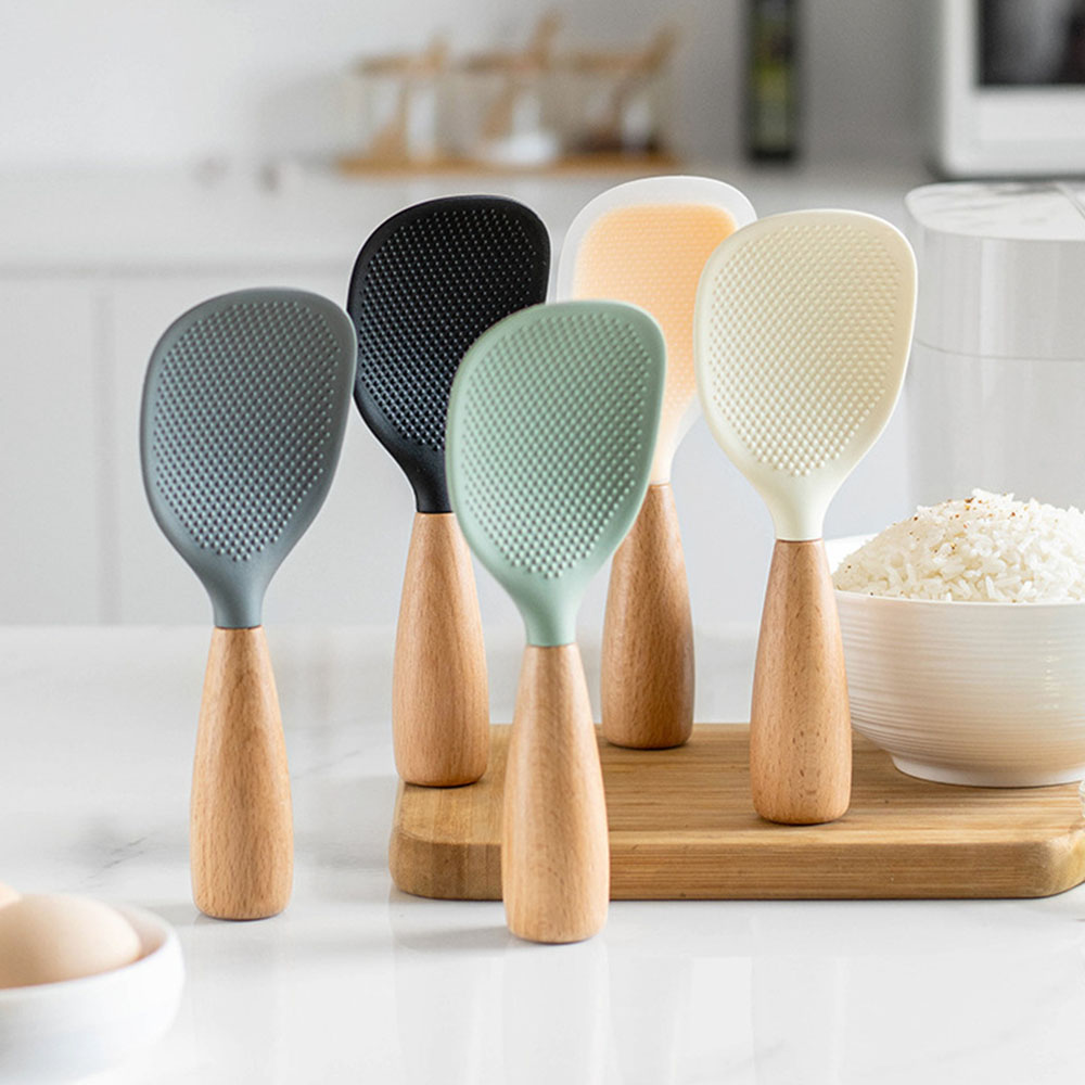 Silicone Cooking Spoon High Temperature Resistant, Non Stick, Anti Scalding Spoon For Pots & Rice. green