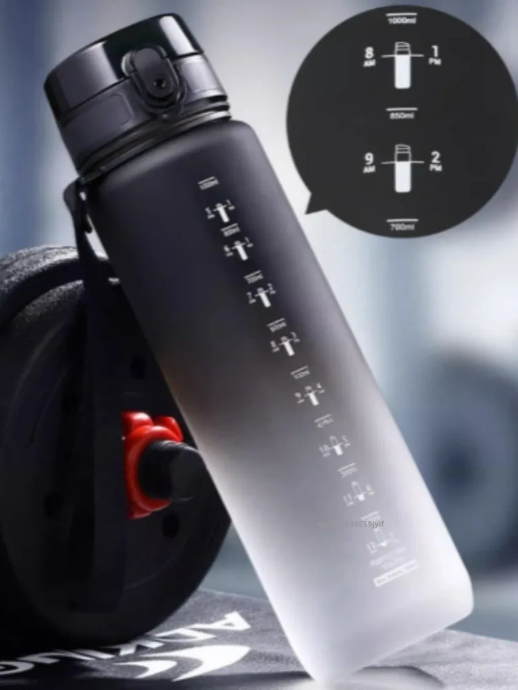 Large Capacity Sports Water Bottle Leak Proof Travel & Gym Bottle black White