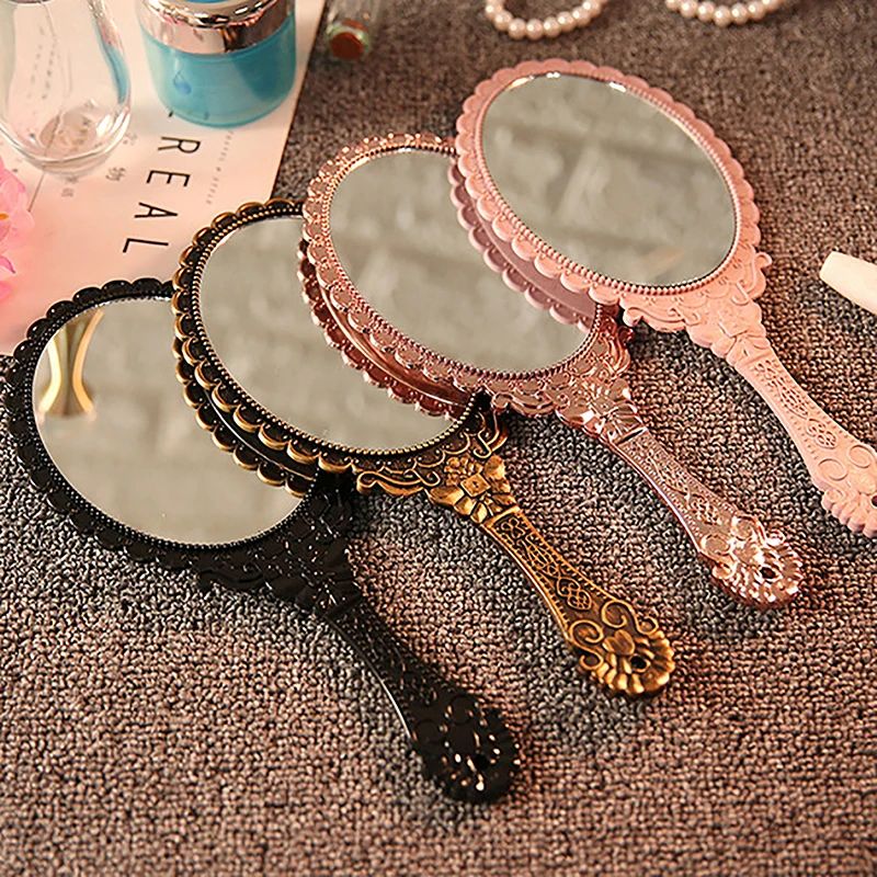 Vintage Lace Handheld Makeup Mirror Elegant Retro Vanity Beauty Mirror 3