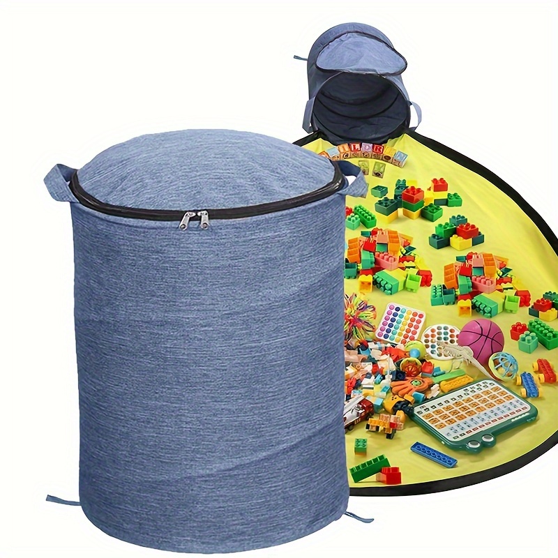 Toy Storage Building Blocks Lego Storage Bag Large Detachable Storage Mat Bucket For Childrens Toys blue