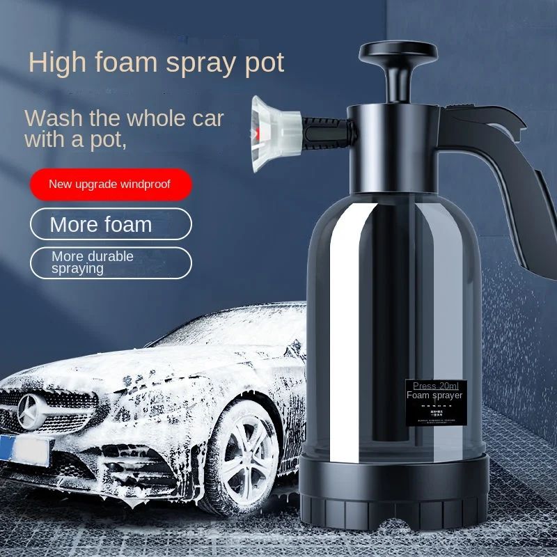 2L Hand Pump Foam Sprayer Car Wash Snow Foam Spray Bottle white