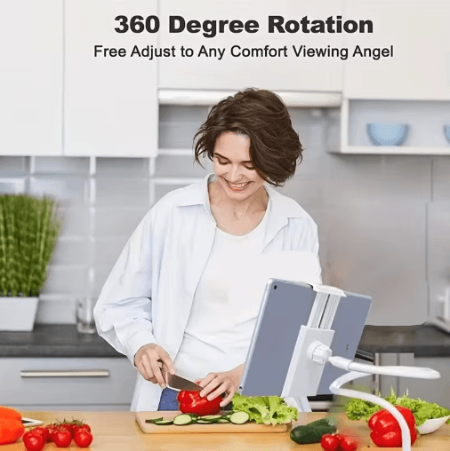 FlexView Lazy Bedside Phone & Tablet Stand Adjustable Desktop Holder For IPhone, IPad & Smartphones white