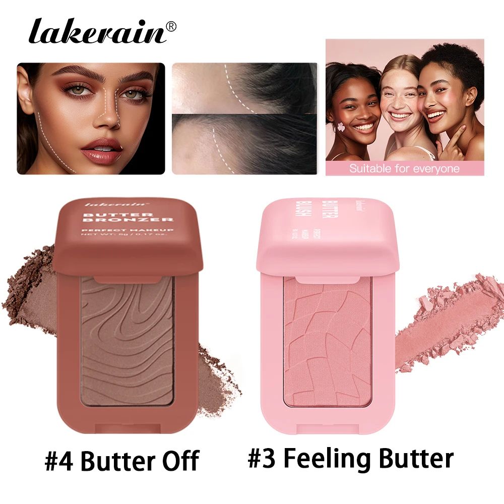 SoftBloom Butter Blush Powder Waterproof Matte Blush Powder For Natural Single Color Cheek Blush butter Cup Bronzer Light Nud