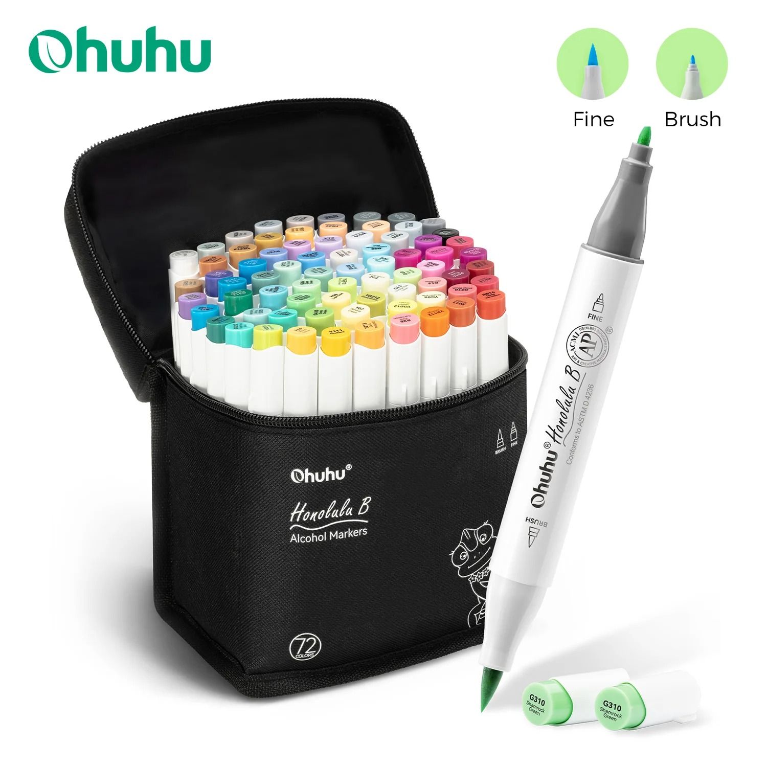 Ohuhu Honolulu B Series Master Marker Set Refillable Alcohol Art Markers 72 Colors