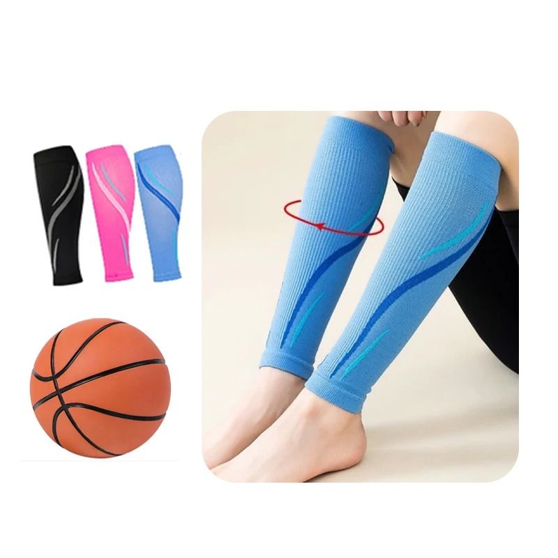 Professional Medical Grade Calf Compression Sleeves (Pair) blue l