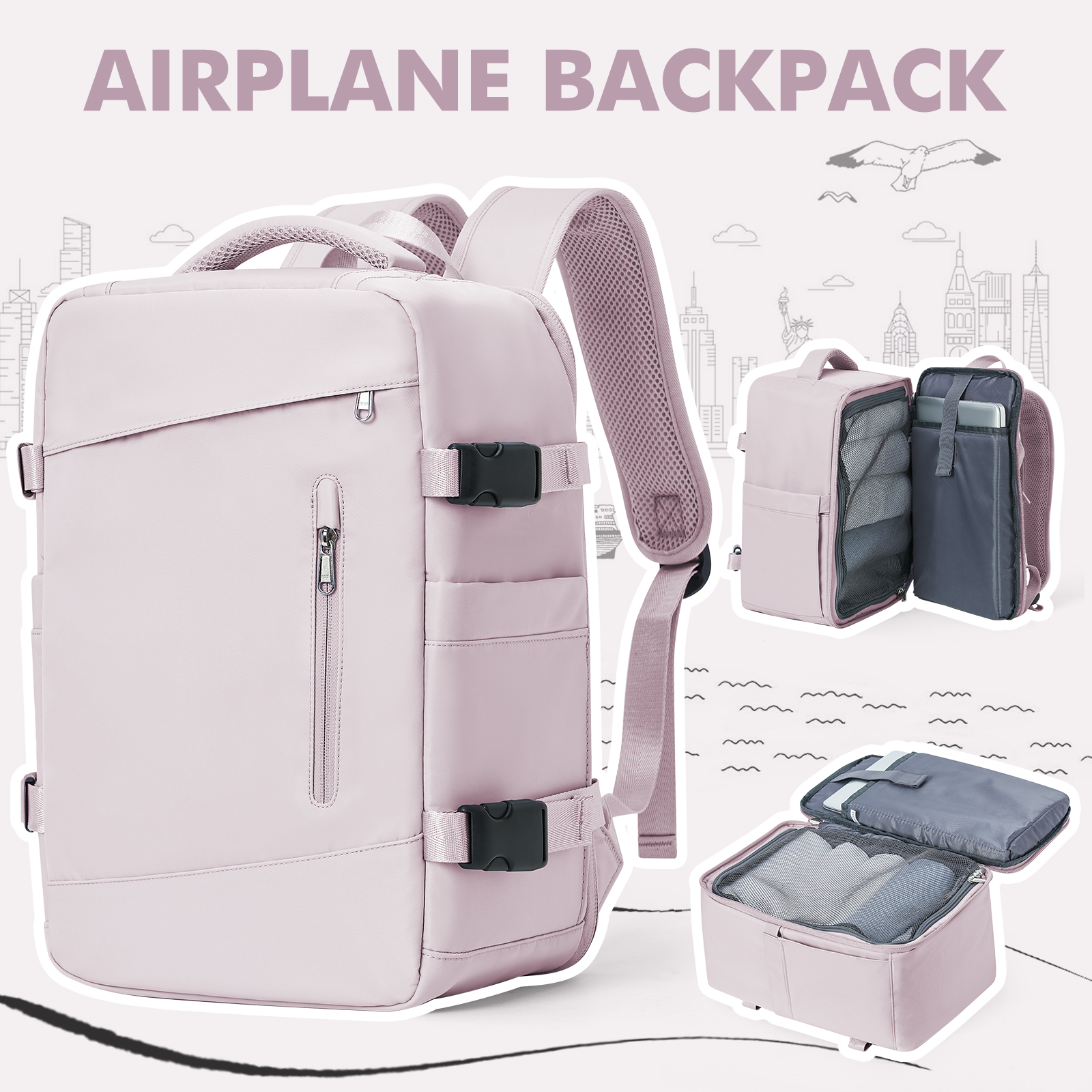 Women Travel Backpack & Laptop Bag, Perfect For Ryanair, Cabin Luggage, And Airplane Travel purple