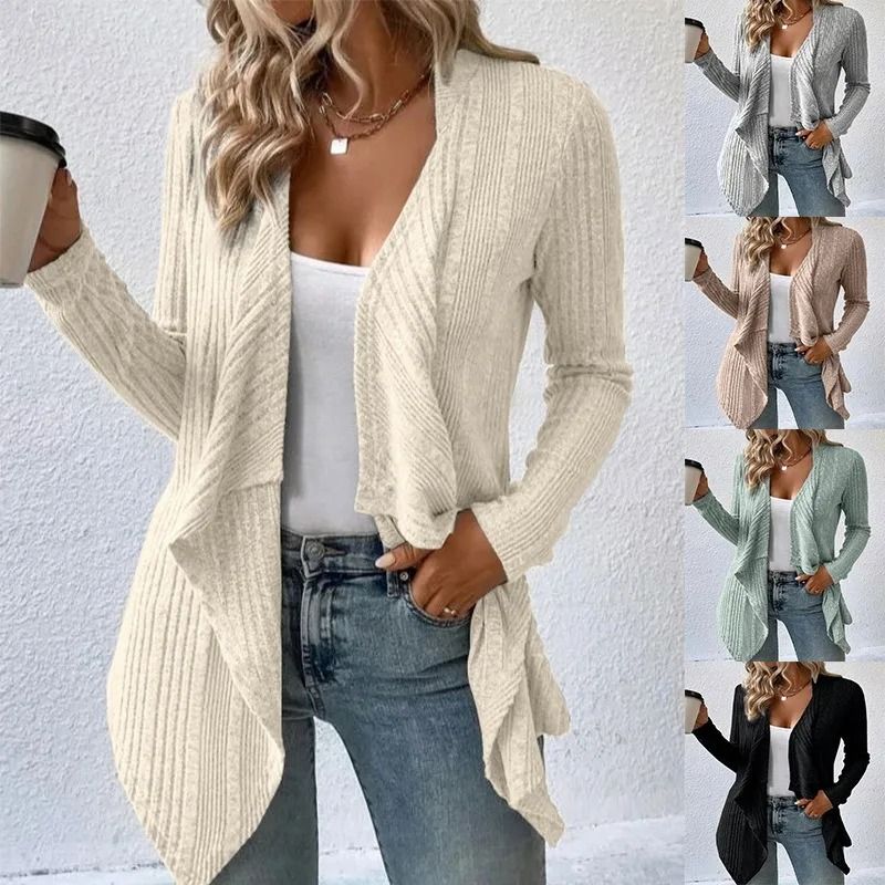 Casual Womens Knit Cardigan Sweater Loose Long Sleeve Winter Cardigan Jacket khaki xl