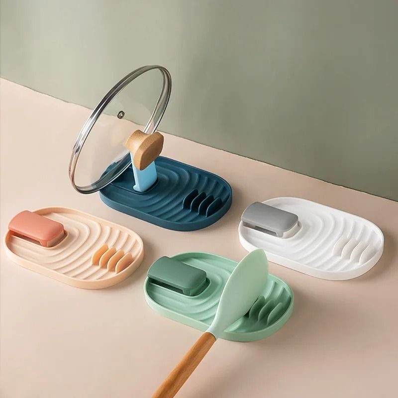 Heat Resistant Kitchen Spoon Rest Holder Utensil Storage Tray blue