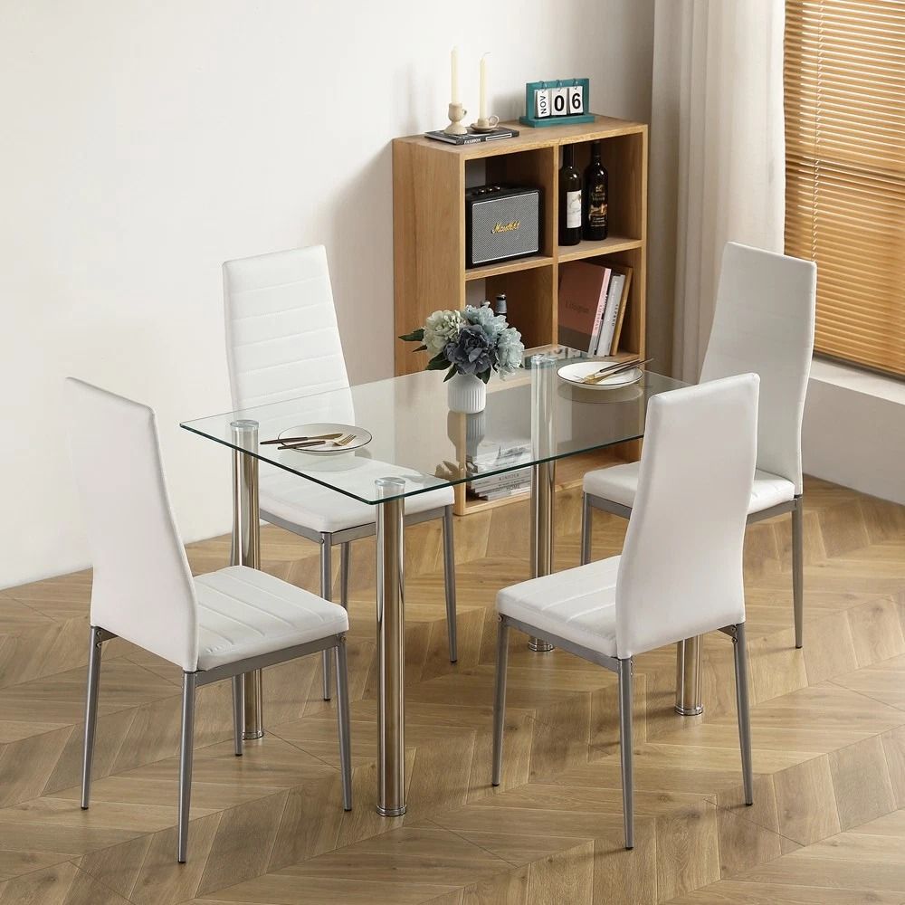 Dining Set With Modern Kitchen Table Set And Leather Dining Chairs Dining Set With Modern Kitchen Table Set And Leather Dining Chairs