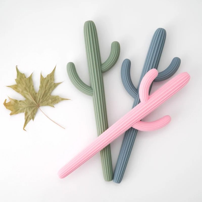 Silicone Cactus Teether Straw BPA Free Fidget Toy & Infant Chewing Accessory 008 blush Pink